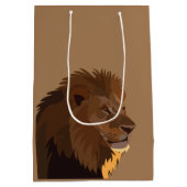 ライオン動物野生動物ライオン ミディアムペーパーバッグ (裏面)
