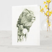 ライオン及び子ヒツジ カード (黄色い花)