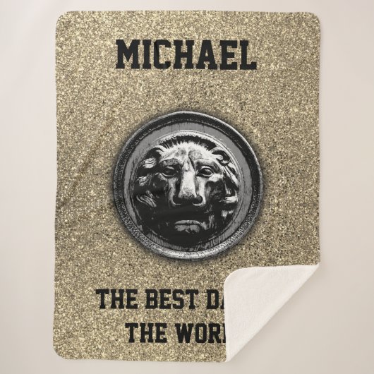 ライオン古代のシンボルのモダントレンディーグラフィック シェルパブランケット (正面)