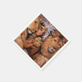 ライオン女神エジプトプリンセスナプキン スタンダードカクテルナプキン (角)