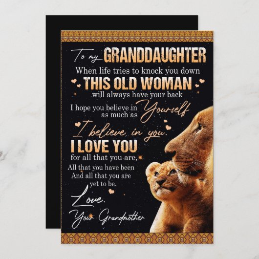 . .ライオン好きのおばあちゃんから孫娘に贈る シーズンカード (正面/裏面)