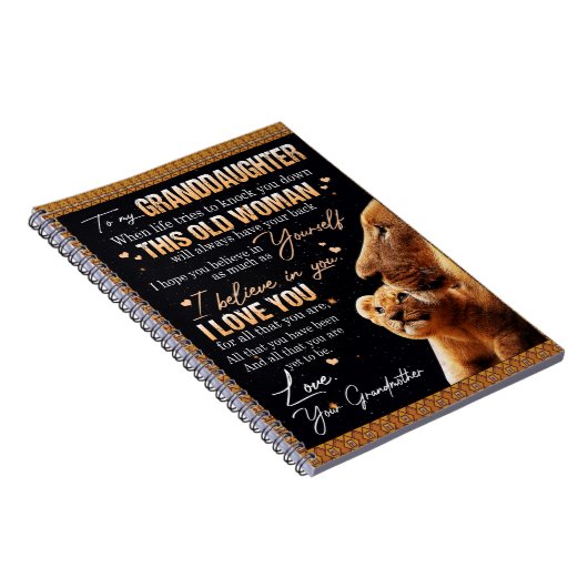 . .ライオン好きのおばあちゃんから孫娘に贈る ノートブック (右側)