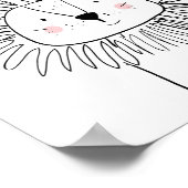 ライオン子供部屋プリント白黒モダン動物園 ポスター (角)