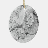 ライオン家族の休息 セラミックオーナメント (右)