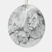 ライオン家族の休息 セラミックオーナメント (左)