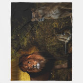 ライオン家族 フリースブランケット (正面)