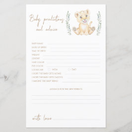 ライオン少年の赤ちゃんシャワー予測とアドバイスカード