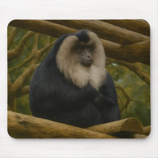 ライオン尾を持つマカクの森の楽園 マウスパッド (正面)
