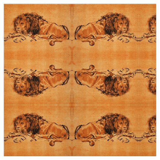 ライオン岬は横たわり、オレンジ色の黄色 ファブリック (見本)