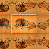 ライオン岬は横たわり、オレンジ色の黄色 ファブリック (タイル)