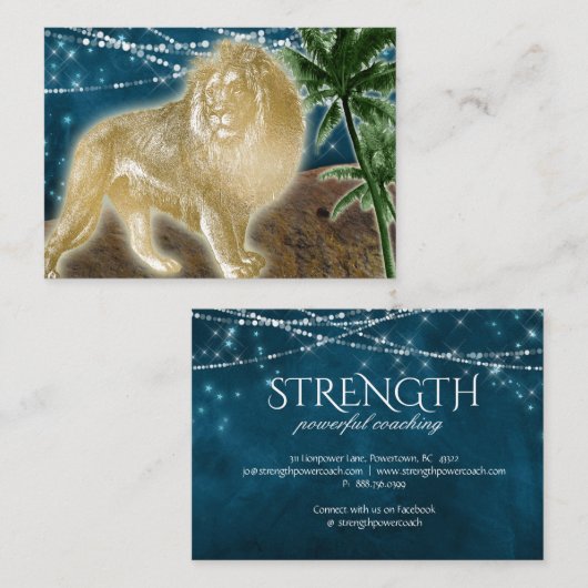 ライオン強度パワーロックコーチングフィットネス動物 名刺 (正面/裏面)