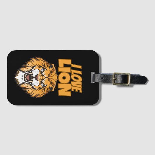ライオン愛好家のためのデザイン - I Love Lion ラゲッジタグ (正面横)