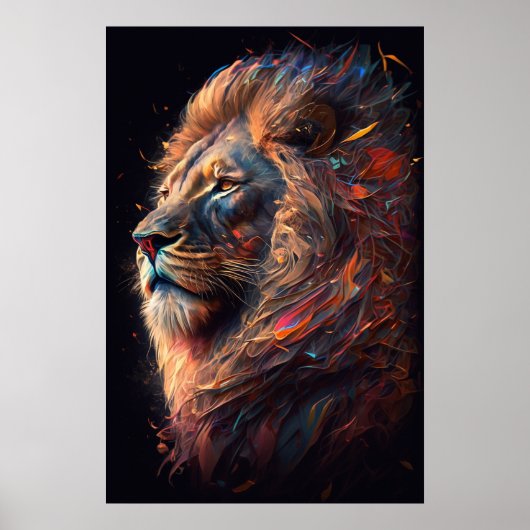 ライオン抽象芸術ウォールアートポスター ポスター (正面)