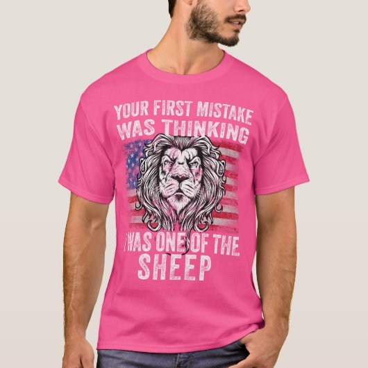 ライオン最初の間違考えるいは私が Tシャツ (正面)
