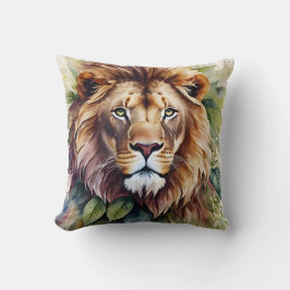 ライオン植物水彩画 クッション