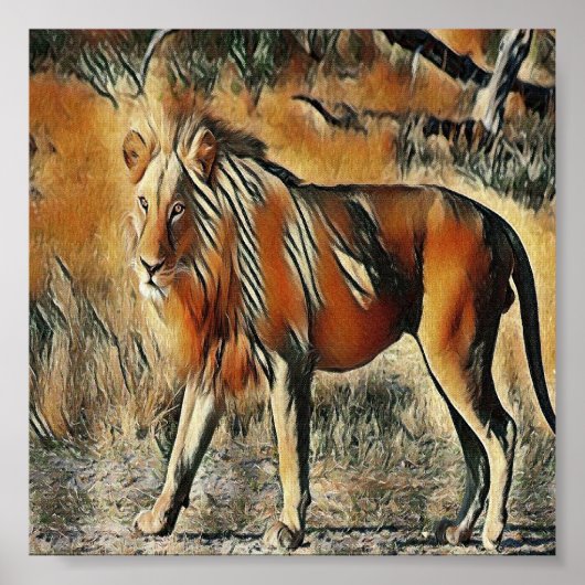 ライオン歩くの茂み ポスター (正面)