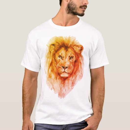 ライオン水彩画 Tシャツ (正面)