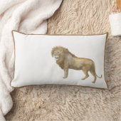 ライオン水彩茶色のボーホフレーム枕 ランバークッション (ブランケット)