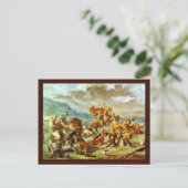 ライオン狩りバイユージェーヌフェルディナンドヴィクトルドラクロワ ポストカード (スタンド正面)