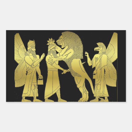 ライオン狩り 長方形シール (正面)