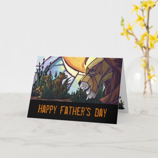 ライオン王およびカブスの幸せな父の日カード カード (黄色い花)