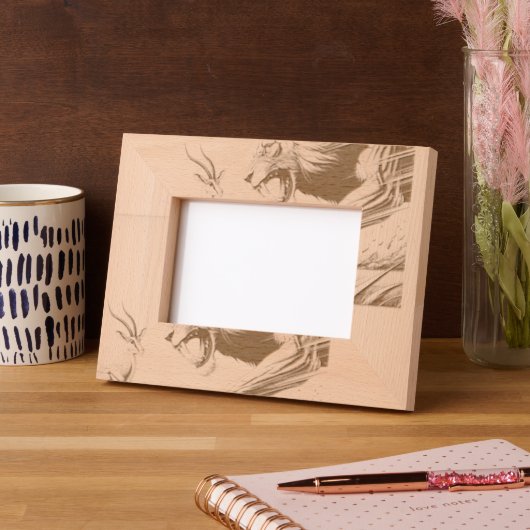 ライオン王が行動する レーザー彫刻フレーム (左)