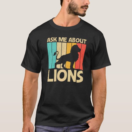 ライオン男性へ女性獅子ジャングルサファリ動物 Tシャツ (正面)