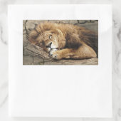 ライオン眠っている動物の野生の猫石 長方形シール (バッグ)