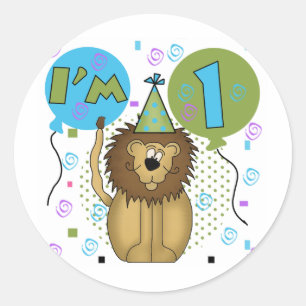 ライオン私は1つの最初誕生日のTシャツおよびギフトです ラウンドシール