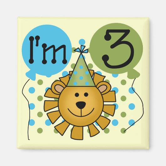 ライオン第3回誕生日Tシャツとギフト マグネット (正面)