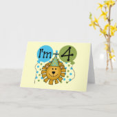 ライオン第4回誕生日Tシャツとギフト カード (黄色い花)