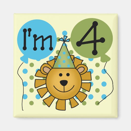ライオン第4回誕生日Tシャツとギフト マグネット (正面)