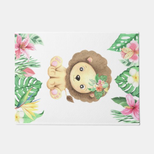 ライオン花水彩 ドアマット (正面)