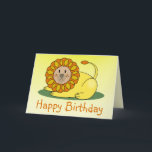 ライオン誕生日カード カード<br><div class="desc">緑の草の上に座っているライオンのイラストレーションをフィーチャーした誕生日カード。オレンジ色のカスタマイズ読可能な文字「ハッピーバースデー」 内側の底は葉のイラストレーションを特徴とする。自分のメッセージでパーソナライズする。</div>