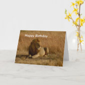 ライオン誕生日カード。 カード (黄色い花)