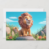 ライオン誕生日パーソナライズされたカードキッズネーム年齢 (裏面)