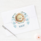 ライオン誕生日 パーソナライズされた ラウンドシール (封筒)