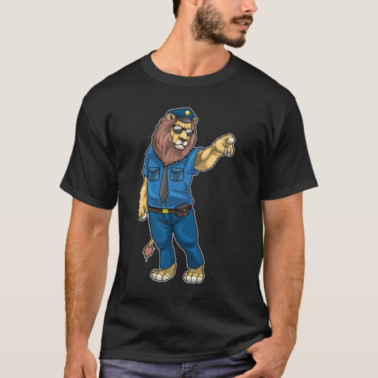 ライオン警官サングラス Tシャツ (正面)