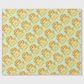 ライオン赤ちゃんシャワーグリーン ラッピングペーパー (フラット)