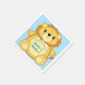 ライオン赤ちゃんシャワーブルー スタンダードカクテルナプキン (角)