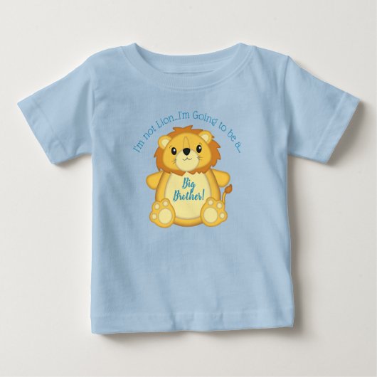 ライオン赤ちゃんシャワー動物園サーカスブルーボーイ ベビーTシャツ (正面)