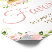 ライオン赤面ピンクフローラベビーシャワー誕生日のお願い ポスター (角)