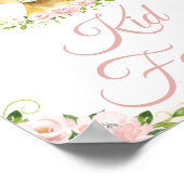 ライオン赤面ピンクフローラ誕生日パーティーキッドの好意 ポスター (角)