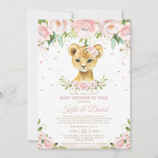 ライオン赤面フローラバーチャルベビーシャワーバイメール 招待状 (正面)