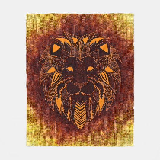 ライオン野生動物抽象芸術 フリースブランケット (正面)