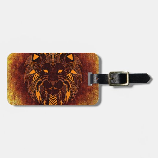 ライオン野生動物抽象芸術 ラゲッジタグ (正面横)