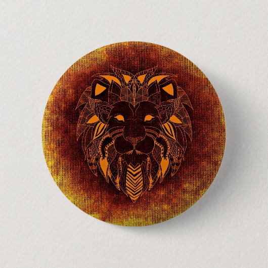 ライオン野生動物抽象芸術 缶バッジ (正面)