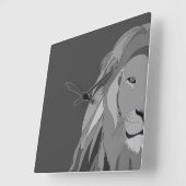 ライオン野生動物 スクエア壁時計 (傾斜)