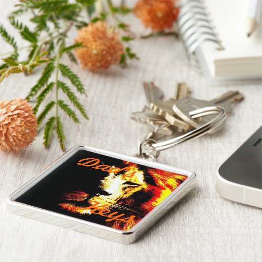 ライオン野生生物写真オリジナル大きな猫デザイン キーホルダー (側面)