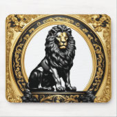 ライオン金ゴールドと黒い装飾枠 マウスパッド (正面)